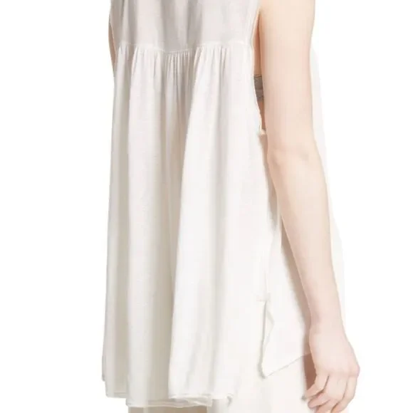 Free People Hudson Tank White Snap Front Sleeveless Boho Raw Hem Medium - Picture 2 of 6